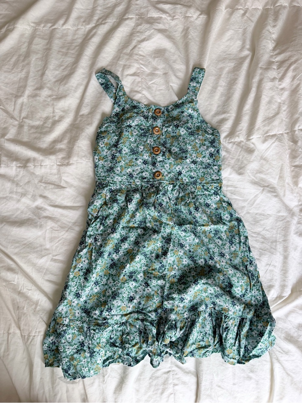 Zunie Mint Green Floral Button-Front Sundress for Girls